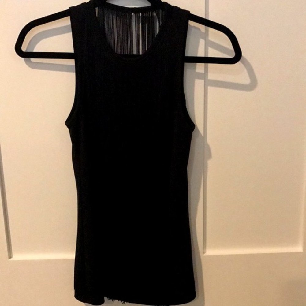 Sam Edelman Black Fringed Tank Top